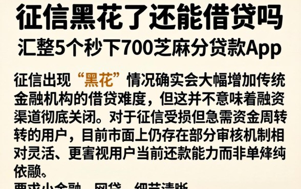 征信黑花了还能借贷吗,汇整5个秒下700芝麻分贷款app