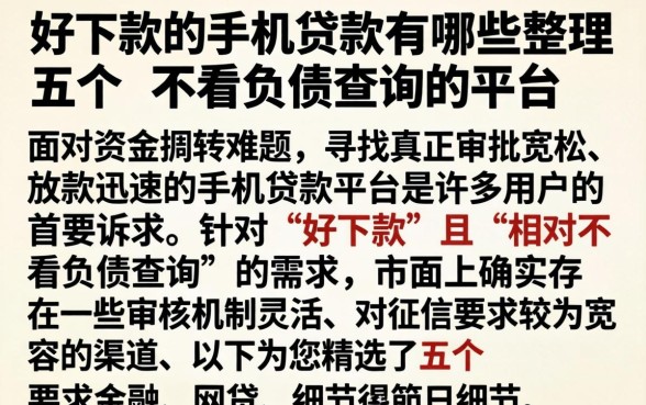 好下款的手机贷款有哪些，整理五个不看负债查询的平台