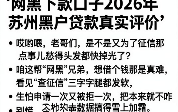 网黑下款口子2026年有哪些真实评价,归纳五个苏州黑户贷款5万的口子