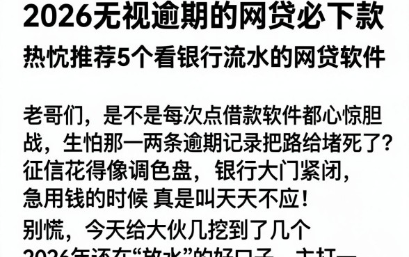 2026无视逾期的网贷必下款,热忱推荐5个看银行流水的网贷软件