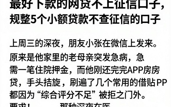 最好下款的网贷不上征信口子,规整5个小额贷款不查征信的口子