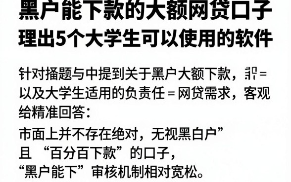 黑户能下款的大额网贷口子,理出5个大学生可以使用的软件
