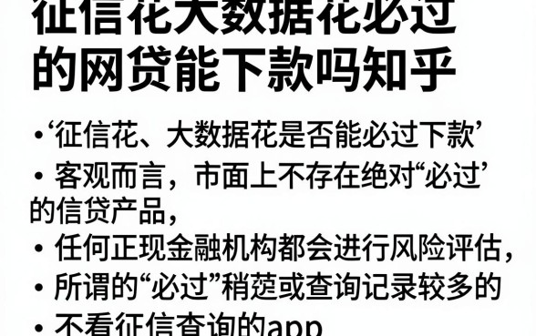 征信花大数据花必过的网贷能下款吗知乎，细致阐述五个不看征信查询的app