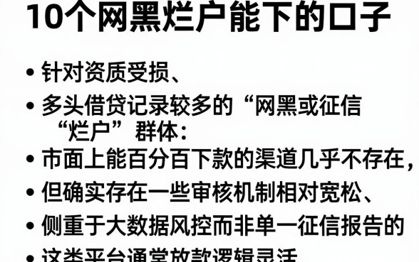 10个网黑烂户能下的口子,条列五个借款快的网贷软件