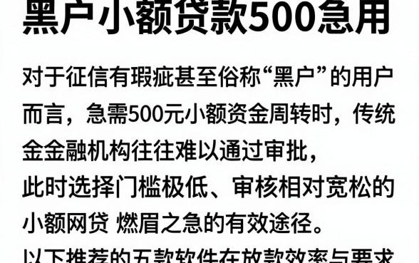 黑户小额贷款500急用,细致阐述五个利息低的网贷软件