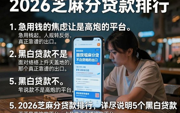 2026芝麻分贷款排行，详尽说明5个黑白贷款不是高炮的平台