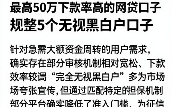 最高50万下款率高的网贷口子，规整5个无视黑白户口子