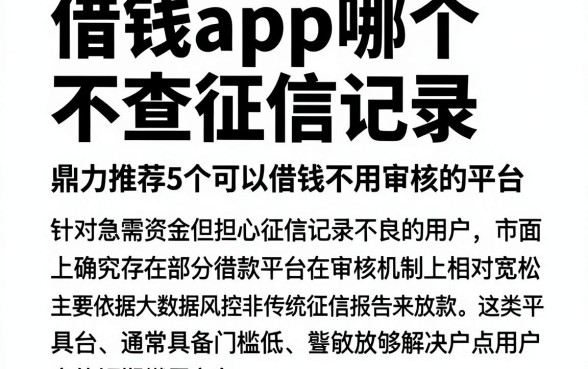 借钱app哪个不查征信记录,鼎力推荐5个可以借钱不用审核的平台