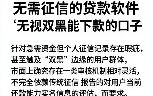 无需征信的贷款软件,筛选五个无视双黑能下款的口子