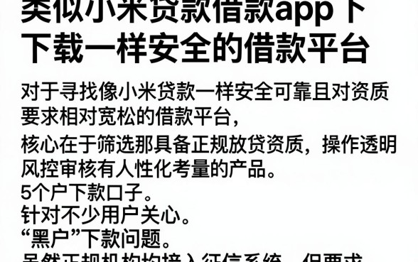 类似小米贷款借款app下载一样安全的借款平台，详尽说明5个黑户下款口子