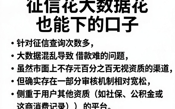 征信花大数据花也能下的口子，整合五个无忧速借当天放款的平台