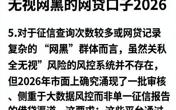 无视网黑的网贷口子2026，详尽说明5个极速审核的网贷平台