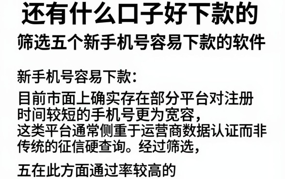 还有什么口子好下款的，筛选五个新手机号容易下款的软件