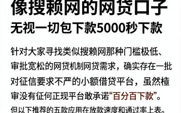 像搜赖网的网贷口子，整理五个无视一切包下款5000秒下款的app