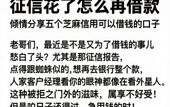 征信花了怎么再借款,倾情分享五个芝麻信用可以借钱的口子