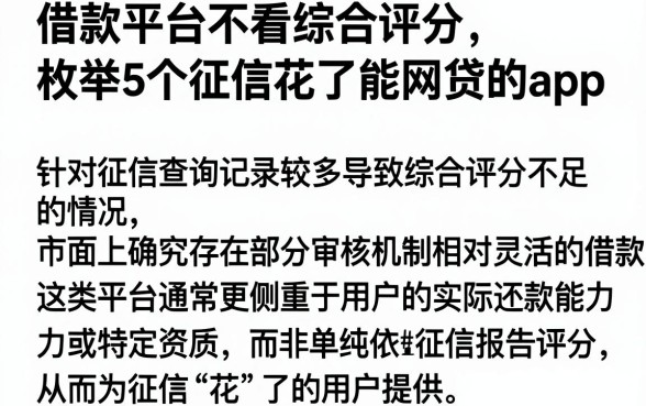 借款平台不看综合评分，枚举5个征信花了能网贷的app