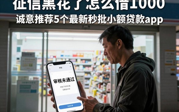 征信黑花了怎么借1000，诚意推荐5个最新秒批小额贷款app