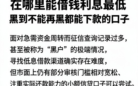 在哪里能借钱利息最低,梳理五个黑到不能再黑都能下款的口子