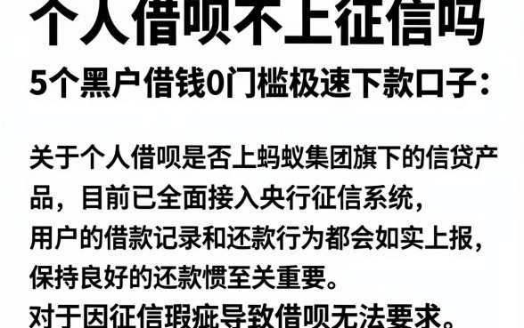 个人借呗不上征信吗，整理5个黑户借钱0门槛极速下款口子