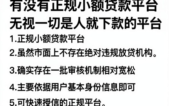 有没有正规小额贷款平台，归纳五个无视一切是人就下款的平台