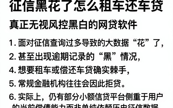 征信黑花了怎么租车还车贷，罗列5个真正无视风控黑白的网贷软件