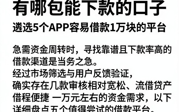 有哪包能下款的口子,遴选5个APP容易借款1万块的平台