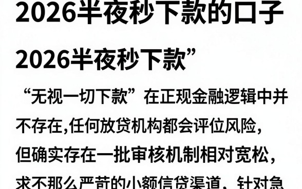 2026半夜秒下款的口子,整理5个无视一切下款的平台