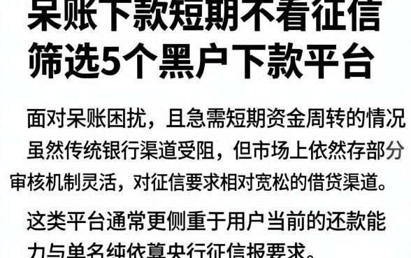 呆账下款短期不看征信,筛选5个黑户下款平台