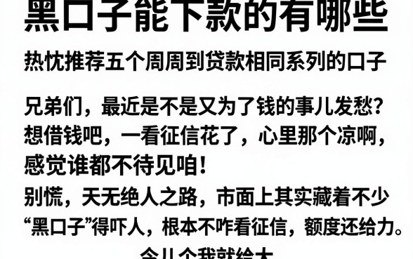 黑口子能下款的有哪些，热忱推荐五个周周到贷款相同系列的口子