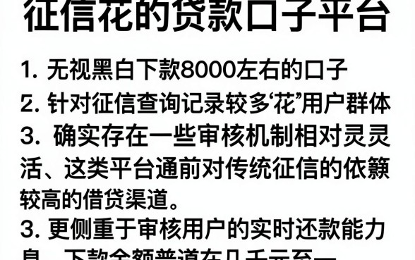 征信花的贷款口子平台，详尽说明5个无视黑白下款8000左右的口子