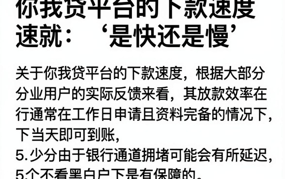 你我贷平台的下款速度是快还是慢,细致阐述5个不看黑白户下款的网贷