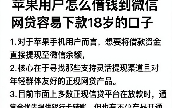 苹果用户怎么借钱到微信，归纳五个网贷容易下款18岁的口子