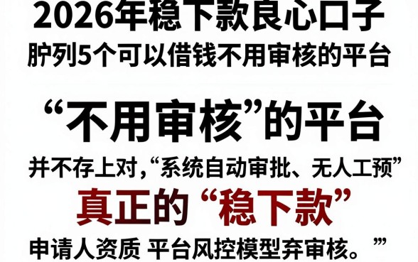 2026年稳下款良心口子,胪列5个可以借钱不用审核的平台