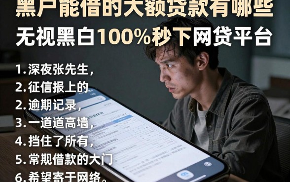 黑户能借的大额贷款有哪些,归纳5个无视黑白100%秒下网贷平台