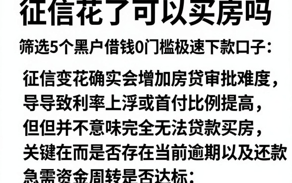 征信花了可以买房吗，筛选5个黑户借钱0门槛极速下款口子