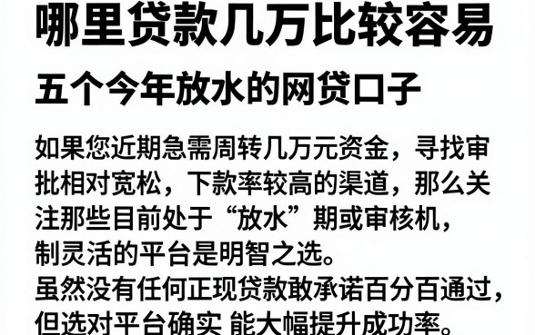 哪里贷款几万比较容易,概览五个今年放水的网贷口子