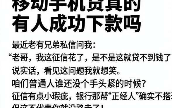 移动手机贷真的有人成功下款吗,深入剖析五个不上征信报告的贷款软件