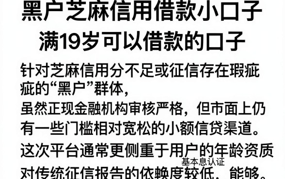 黑户芝麻信用借款小口子,归纳五个满19岁可以借款的口子