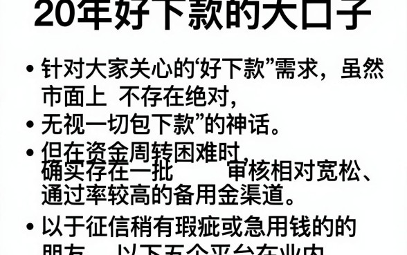 20年好下款的大口子,条列五个无视一切包下款口子