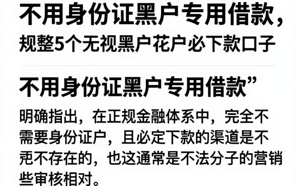不用身份证黑户专用借款，规整5个无视黑户花户必下款口子