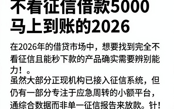不看征信借款5000马上到账的2026，枚举5个不看负债的网贷软件