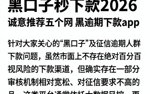 黑口子秒下款2026,诚意推荐五个网黑逾期下款app