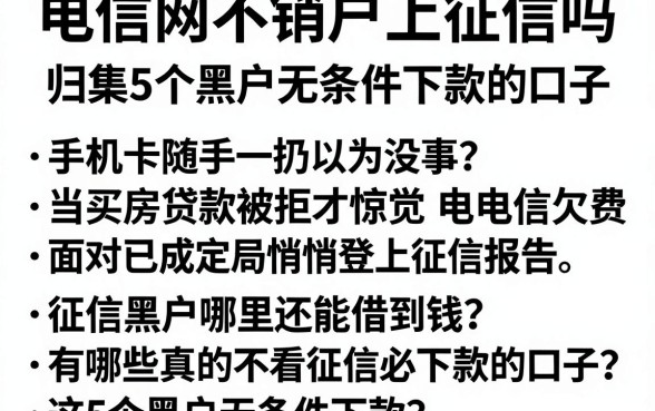 电信网不销户上征信吗，归集5个黑户无条件下款的口子
