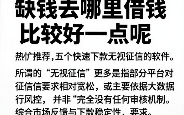 缺钱去哪里借钱比较好一点呢，热忱推荐五个快速下款无视征信的软件