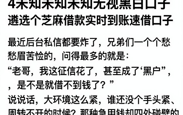 4未知未知未知无视黑白口子，遴选五个芝麻借款实时到账速借口子