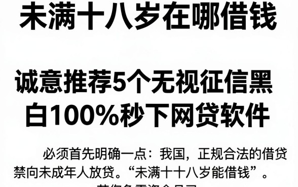 未满十八岁在哪借钱，诚意推荐5个无视征信黑白100%秒下网贷软件