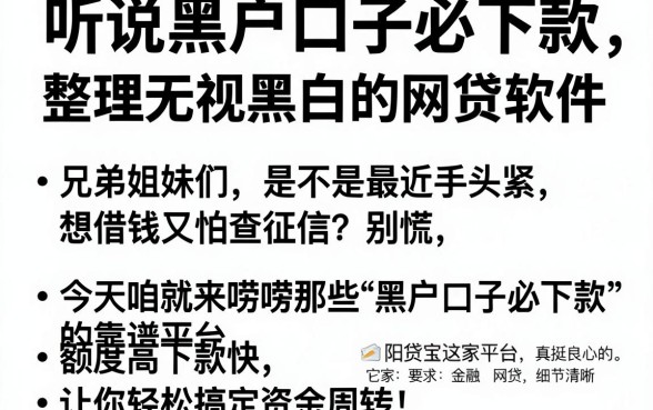 听说黑户口子必下款,整理五个无视黑白的网贷软件