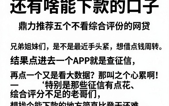 还有啥能下款的口子,鼎力推荐五个不看综合评分的网贷