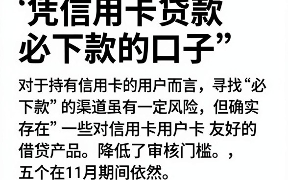 凭信用卡贷款必下款的口子,概览5个11月能贷款的平台