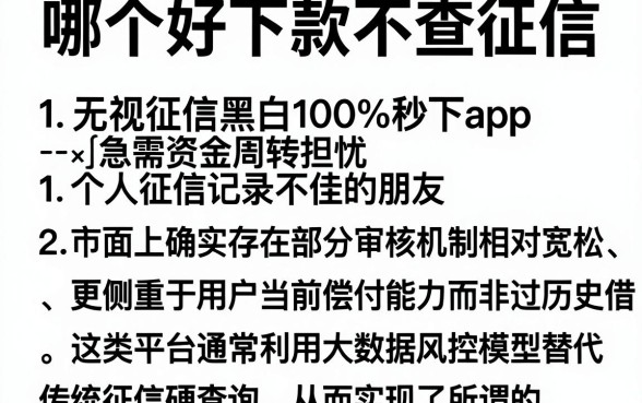 哪个好下款不查征信,概括五个无视征信黑白100%秒下app